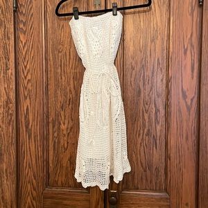 Crochet white strapless dress